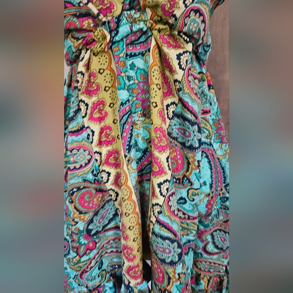 ASHLEY TAYLOR Paisley Silk Blend Halter Dress In Blue/yellow Mult. Size O/S NWT - Picture 5 of 11